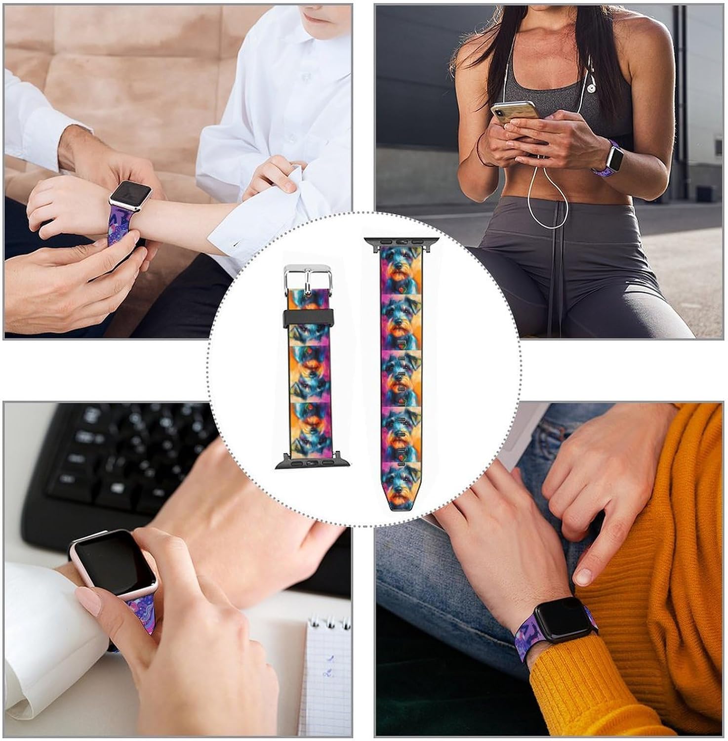 Cute Pet Schnauzer Dog Watch Band Replacement Sports Strap Watch Wristbands Compatible with Apple Watch image 3