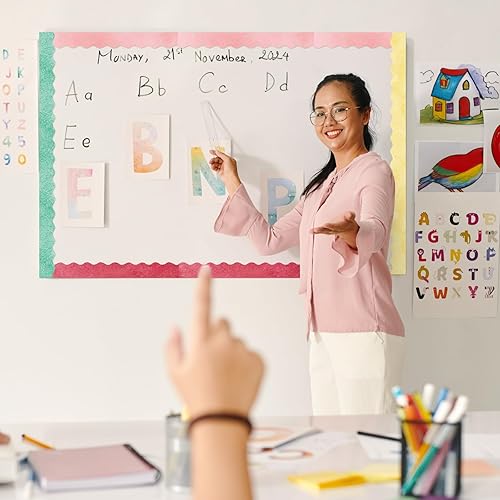 Miniatura 4 de Containlol Tablero de anuncios de acuarela de 118 pies, borde festoneado, bordes para tablón de anuncios para escuela, oficina, hogar, pizarra,