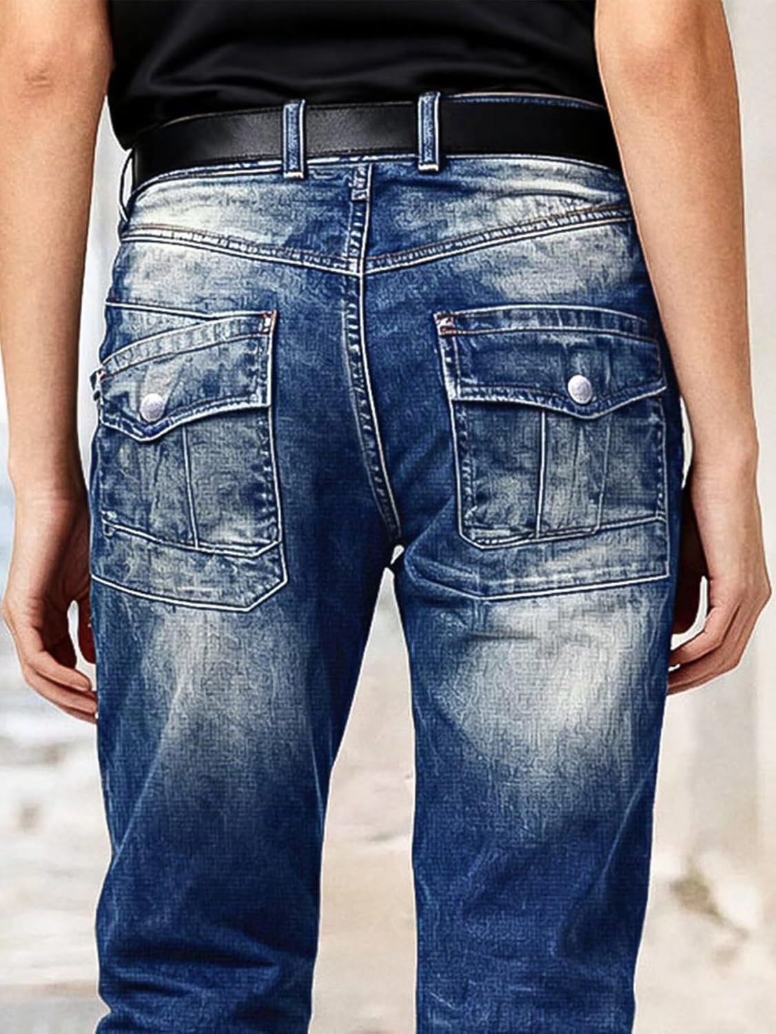 Flamingals Straight Leg High Waist Women's Jeans Wash Stitch Detail Vintage Denim Pants - Image 5