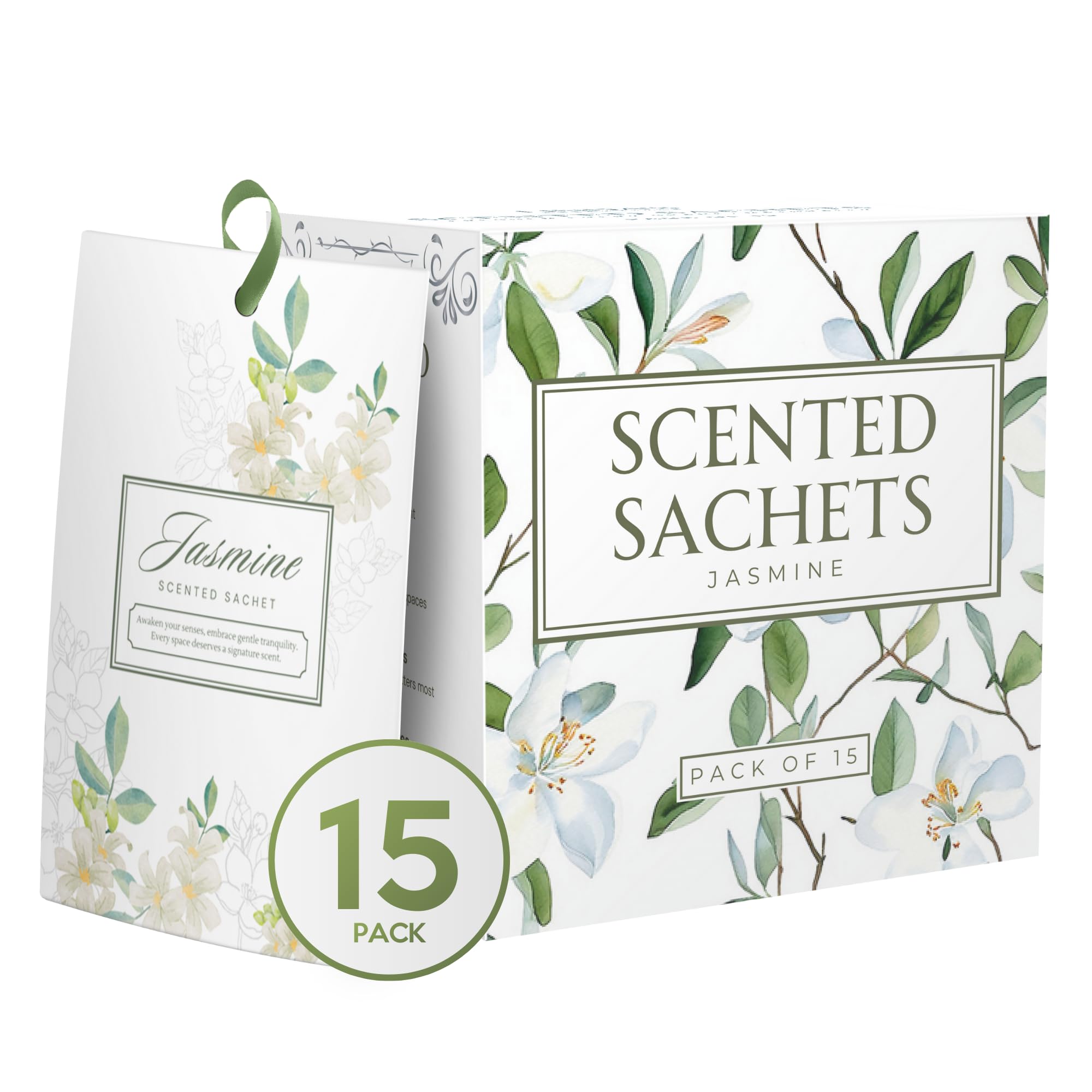 15 Pack Jasmine Sachets for Drawers and Closets, Scented Sachets for Drawers, Closet Freshener Sachet for Drawers to Refresh Any Space, Jasmine Sachet Bags, Scented Drawer Fresheners (New)
