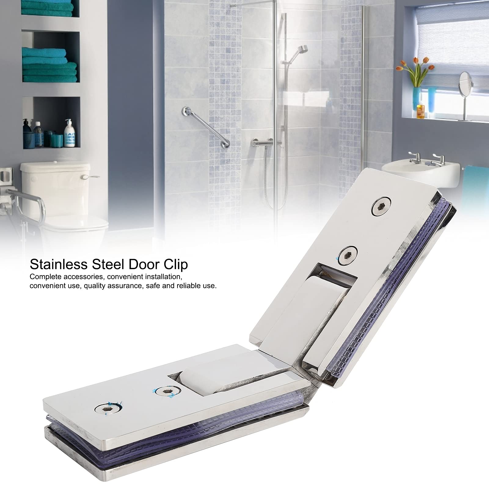 Zawias do drzwi szklanych, zacisk łazienkowy, Bathroom Clamp Clip,Glass Door Hinge,Pivot Hinges,Glass Shower Door Clip, Scratched-proof Heavy Duty 135 Degree Shower Room Hinges Firm