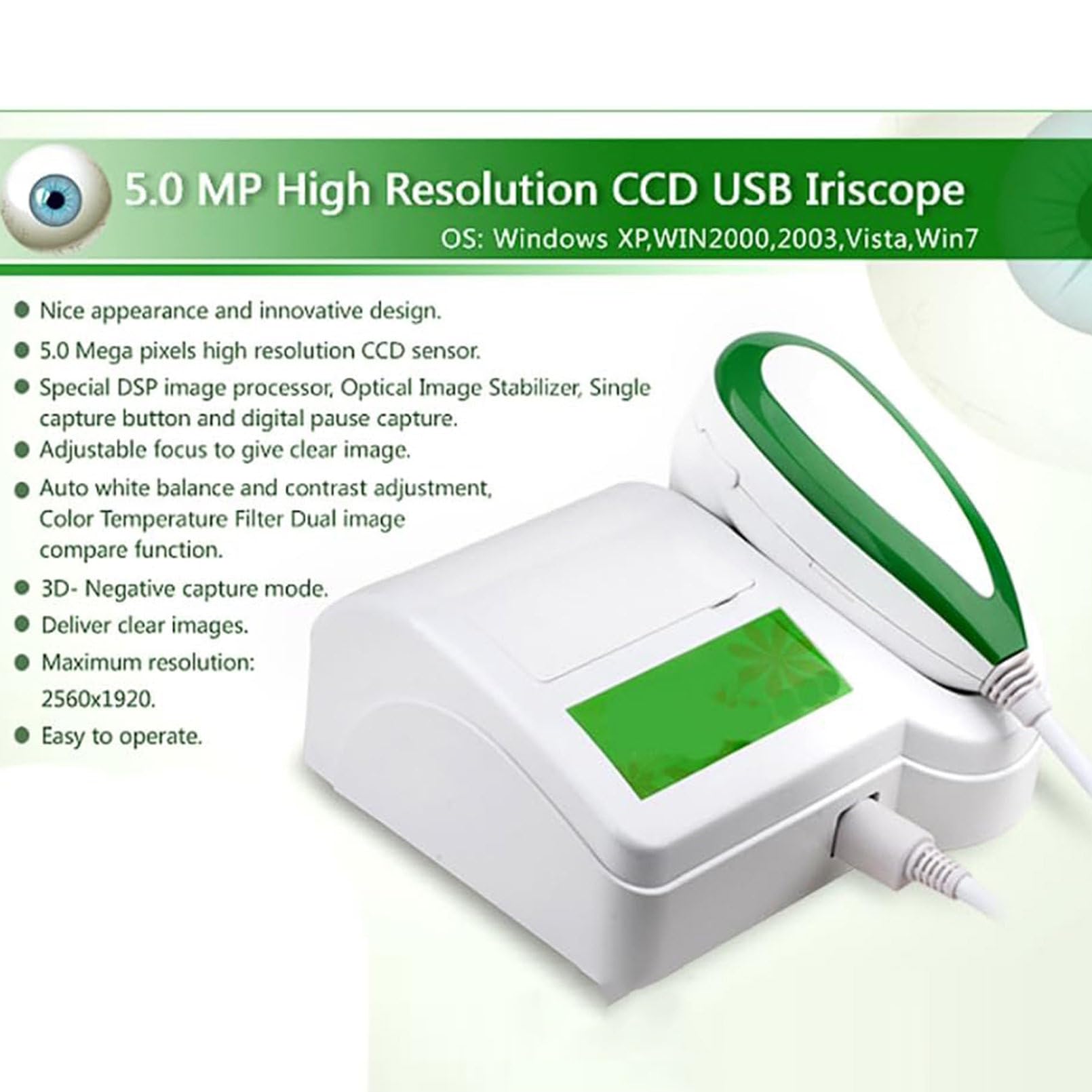 Rilevatore Dell'Iride HD, Telecamera per L'Analisi Dell'Iride, Analizzatore della Lampada USB Sinistra/Destra da 5,0 M Pixel/Telecamera per Iridologia per Analisi, Cliniche E Altri Luoghi