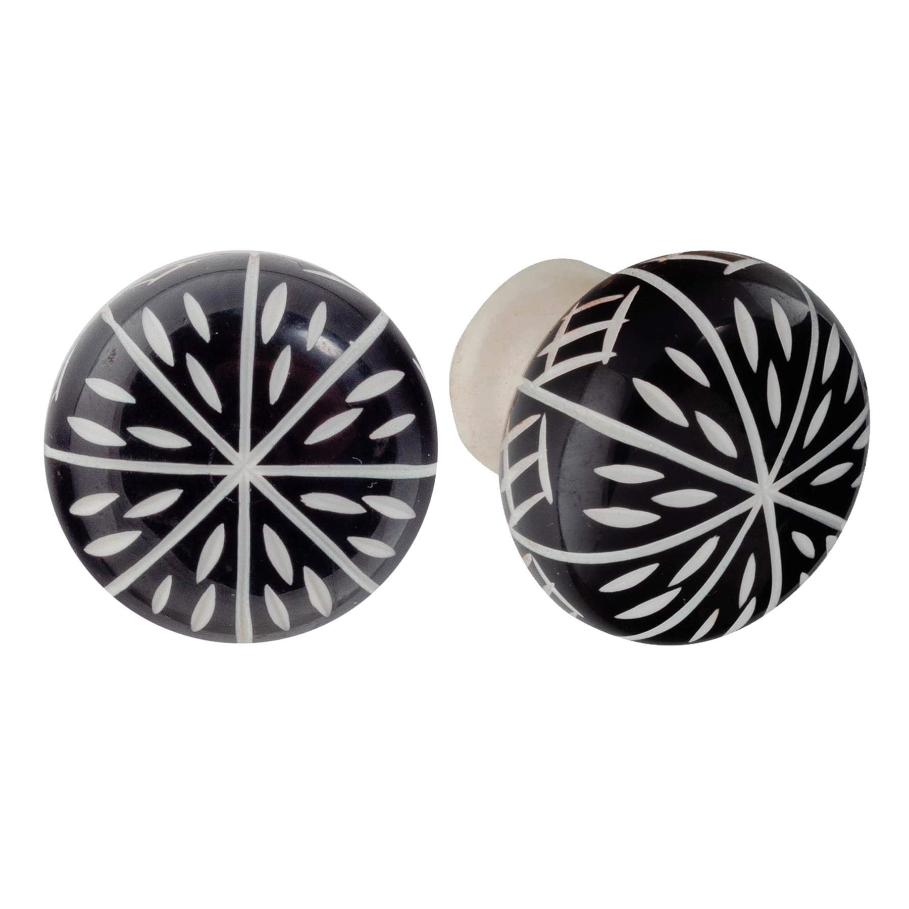 Nicola Spring Resin Cupboard Drawer Handle Knobs - Black - Pack of 6