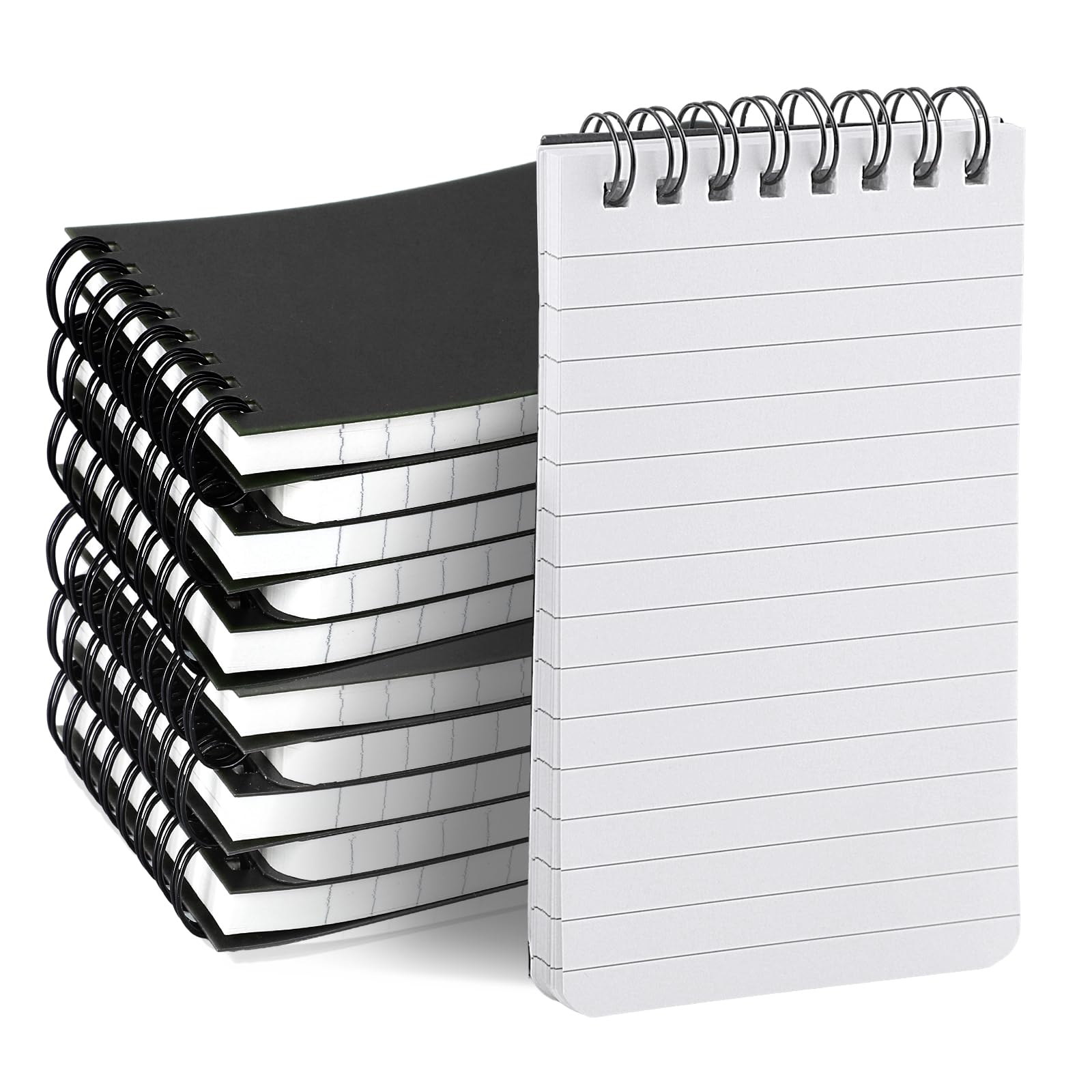 BESARME 10 blocs de notas pequeños de 3 x 5 pulgadas, cuaderno de bolsillo en espiral a granel negro a granel, bloc de notas a rayas para hombres, estudiantes, regalo de vuelta a la escuela