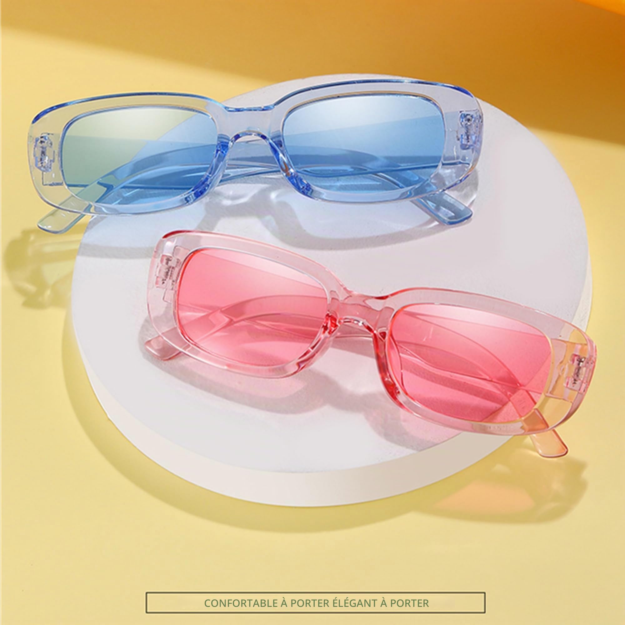 Lot De 10 Lunettes De Soleil Vintage Lunettes Rectangulaire Retro Trendy 90's Lunettes De Fête pour Femmes Et Hommes