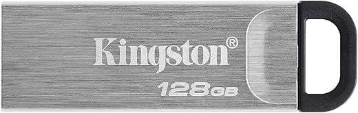 Kingston DataTraveler Kyson USB 3.2 Flash Drive 128 GB – Gen 1 with Stylish Capless Metal Case (DTKN/128GB)