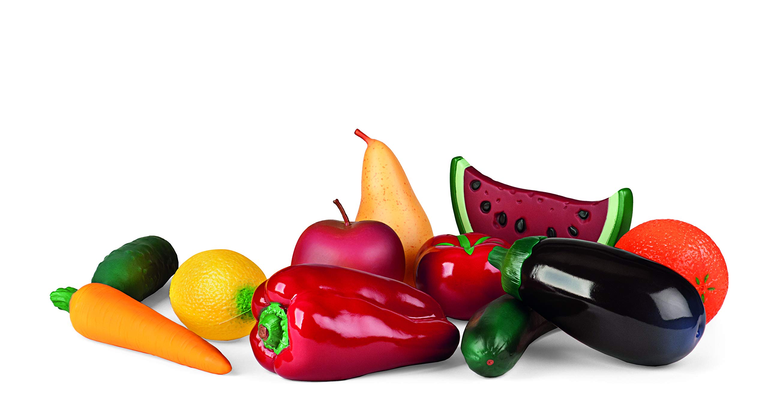 Miniland - Contenedor con Frutas y hortalizas de Juguete.