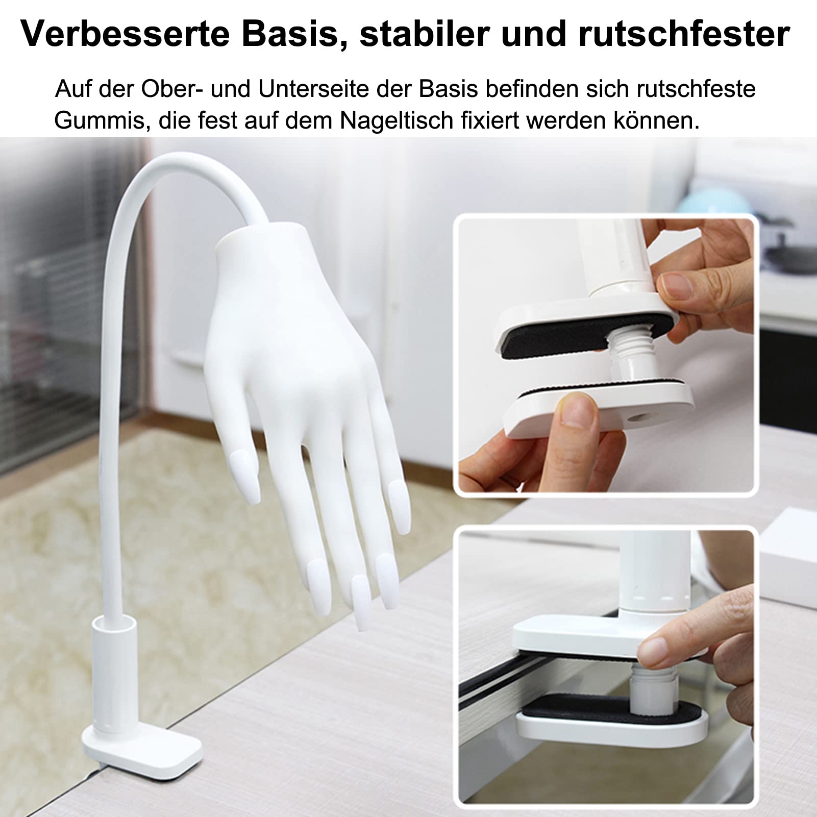 Übungshand Für Nageldesign, Silikon Hand Professionelles Übungsfinger für Nageldesign Gelnägel Fake Hand Maniküre (Weiß)