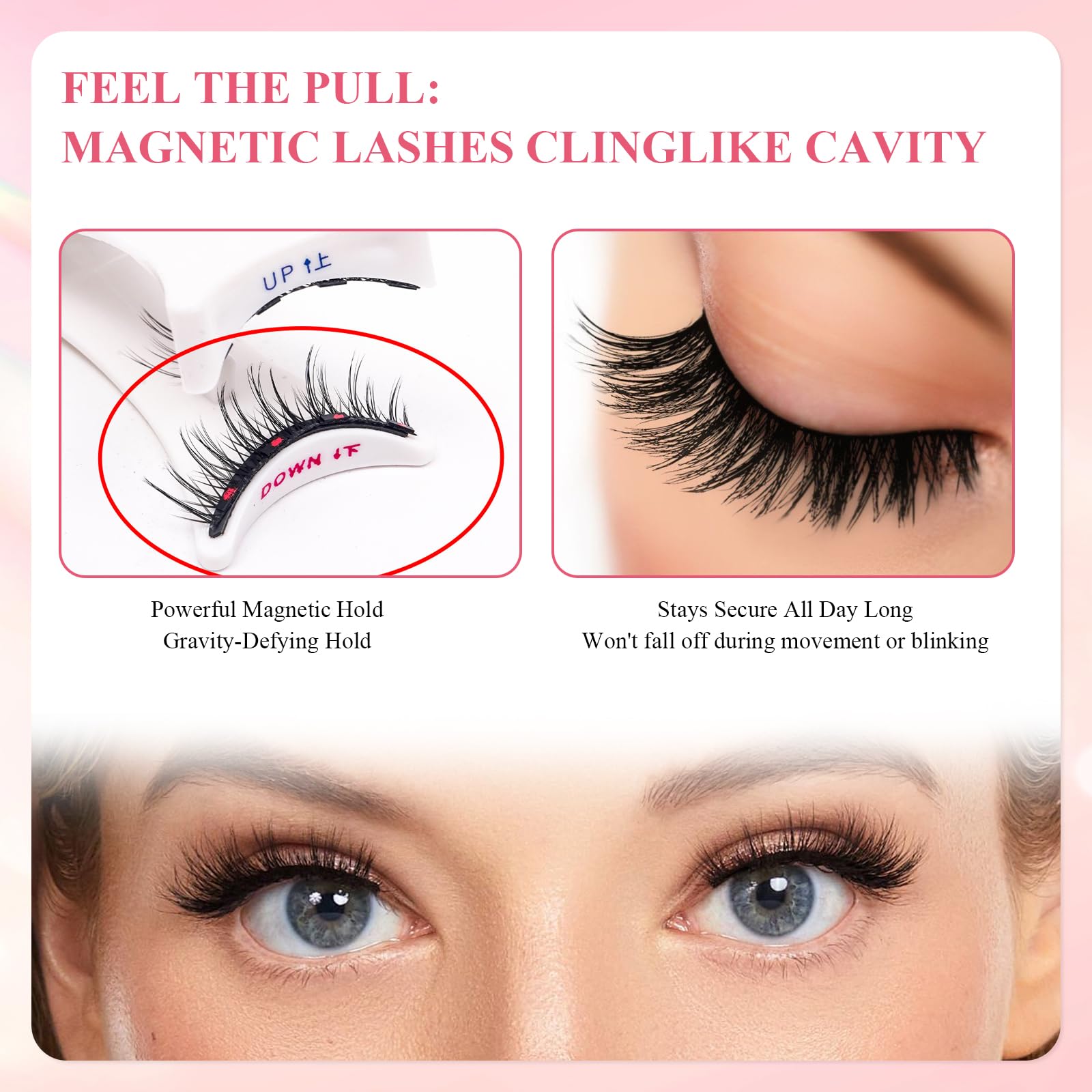 8 Pares Pestañas Postizas Magneticas Naturales Efecto 3D Ojos De Gato Reutilizables Kit Pestañas Magneticas Naturales Magnetic Lashes Con 1 Rizador Peine Estuchealm Acenamiento Caja Embalaje — view 5