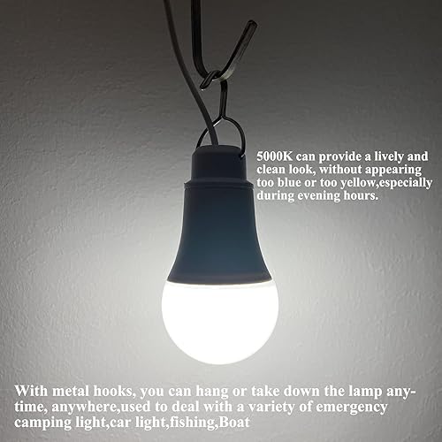 Miniatura 2 de Taysing Luz USB, lámpara USB, luces de campamento, 7 W, luz de emergencia portátil colgante regulable para estación de energía, cargador de panel