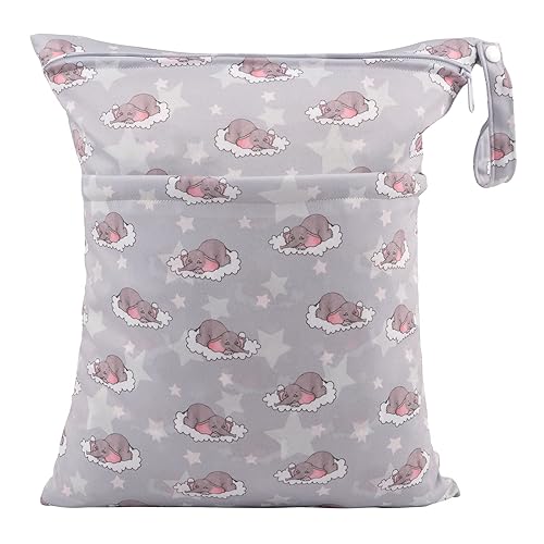 Miniatura 32 de ALVABABY 2 bolsas de pañales de tela para ropa húmeda, reutilizables con dos bolsillos con cremallera, para viajes, playa, piscina, guardería, 01