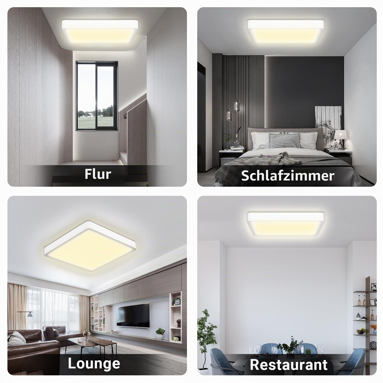LQWELL® Deckenleuchte LED Deckenlampe, IP44 Wasserfest Badlampe Quadrat Flach 32W 3000K 3400LM Modern Schlicht Lampe Dünn für Wohnzimmer Badezimmer Schlafzimmer Küche Balkon Keller Büro, 400 * 25mm