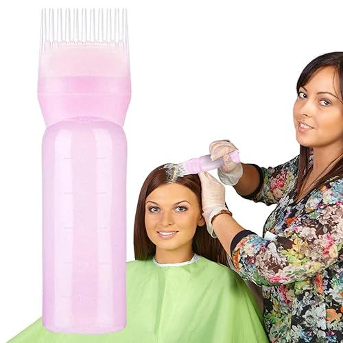 Botella aplicadora de peine de raíz, botella aplicadora de aceite para el cabello de 4 onzas para teñir el cabello, cepillo aplicador de botella con