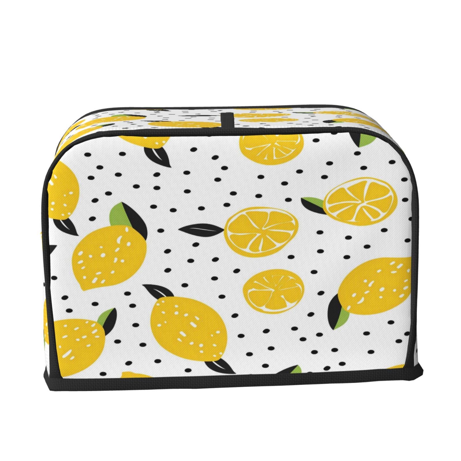 Cubierta para tostadora con patrón de limón amarillo, ranura ancha de 2 rebanadas, a prueba de polvo, impermeable, para electrodomésticos de cocina, con lazo para colgar, protector de 2