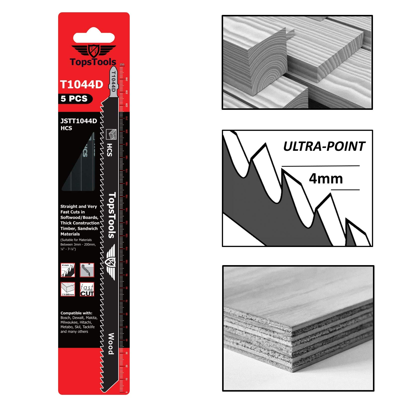 5 Lame Per Seghetto Alternativo T1044D - 250mm Per Taglio Legno, Acciaio Carbonio - Foto 7