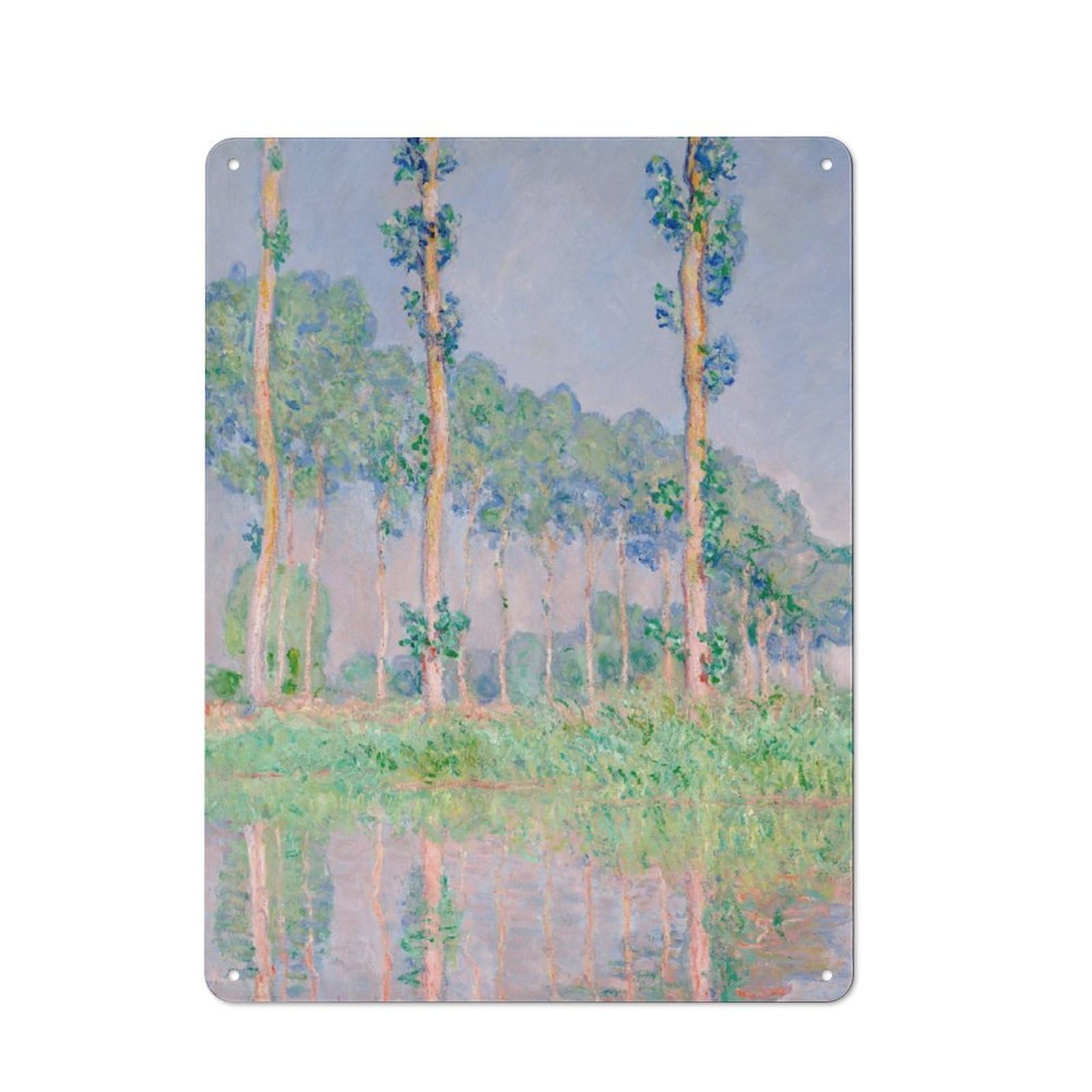 Junmoney Claude Monets Poplars Tin Sign 40X30cm With For Pub Or Café, Retro-Style Decor, Suited To Café Interior Fans