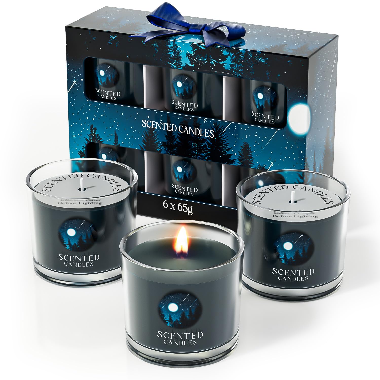 CHILLFLAME Scented Candles Gifts for Men, Candles Gift Set for Him, 6 Scented Candles for Dad, Teacher, Birthday Gifts for Men/Women (Black, 14 oz)