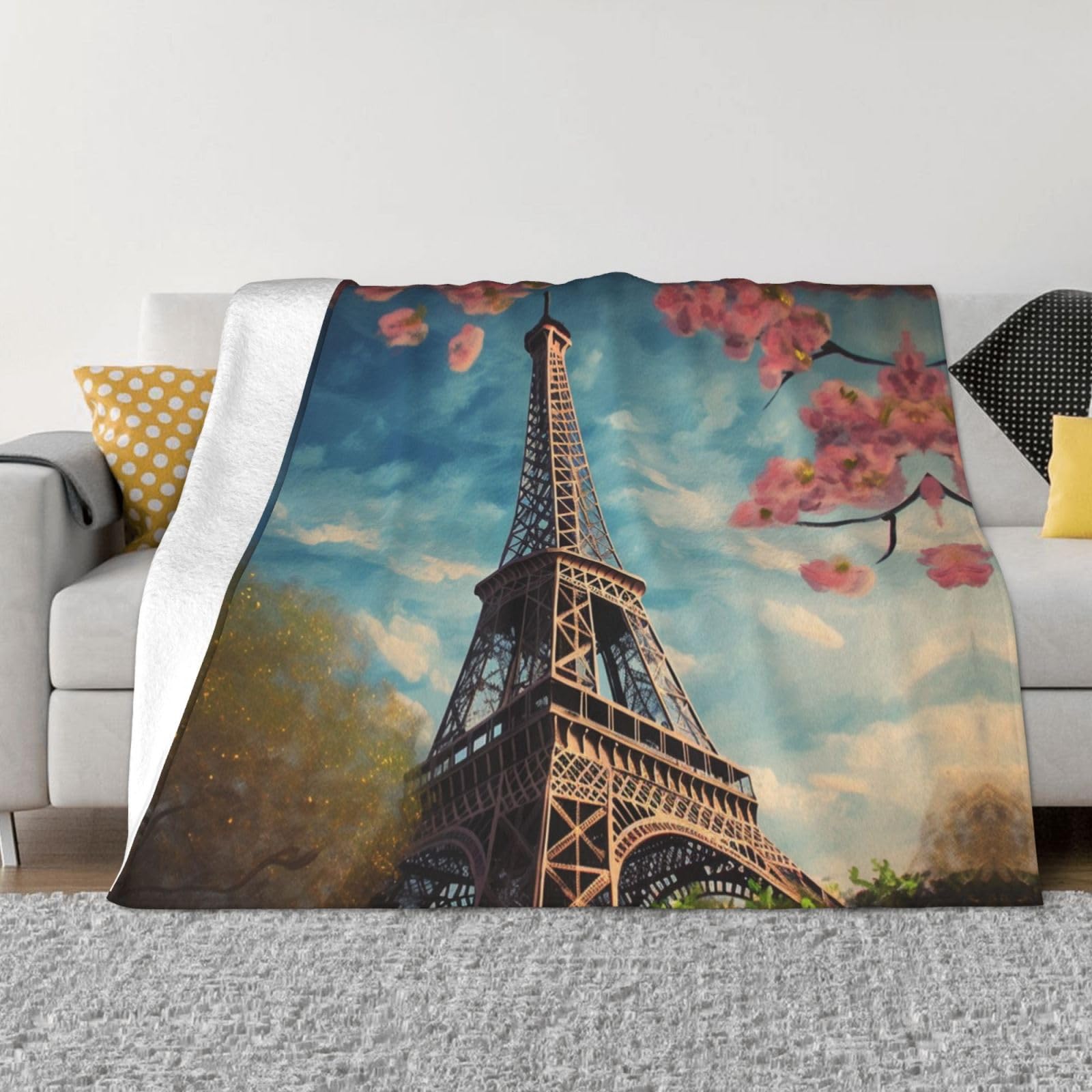 Couverture polaire Tour Eiffel contre le froid plaid flanelle de canapé