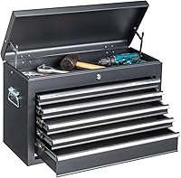Winado 24" Portable Tool Box with 5 Drawers & Top Tray - Lockable Steel Tool Chest for Garage, Workshop & Home Organization