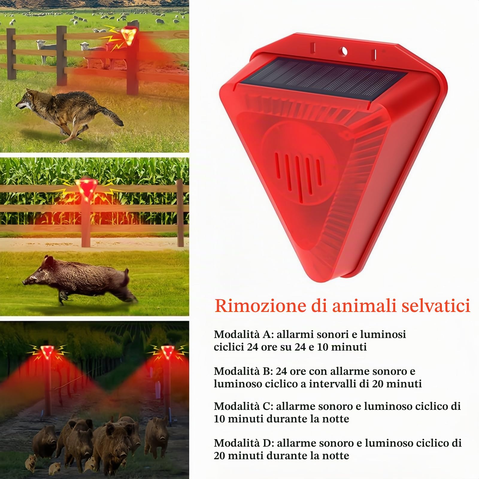 3 Pack allarme energia solare 129dB avvertimento forte sirena impermeabile luce rossa Repeller forte allarme suono tutto giorno sicurezza per fattoria casa fienile cortile