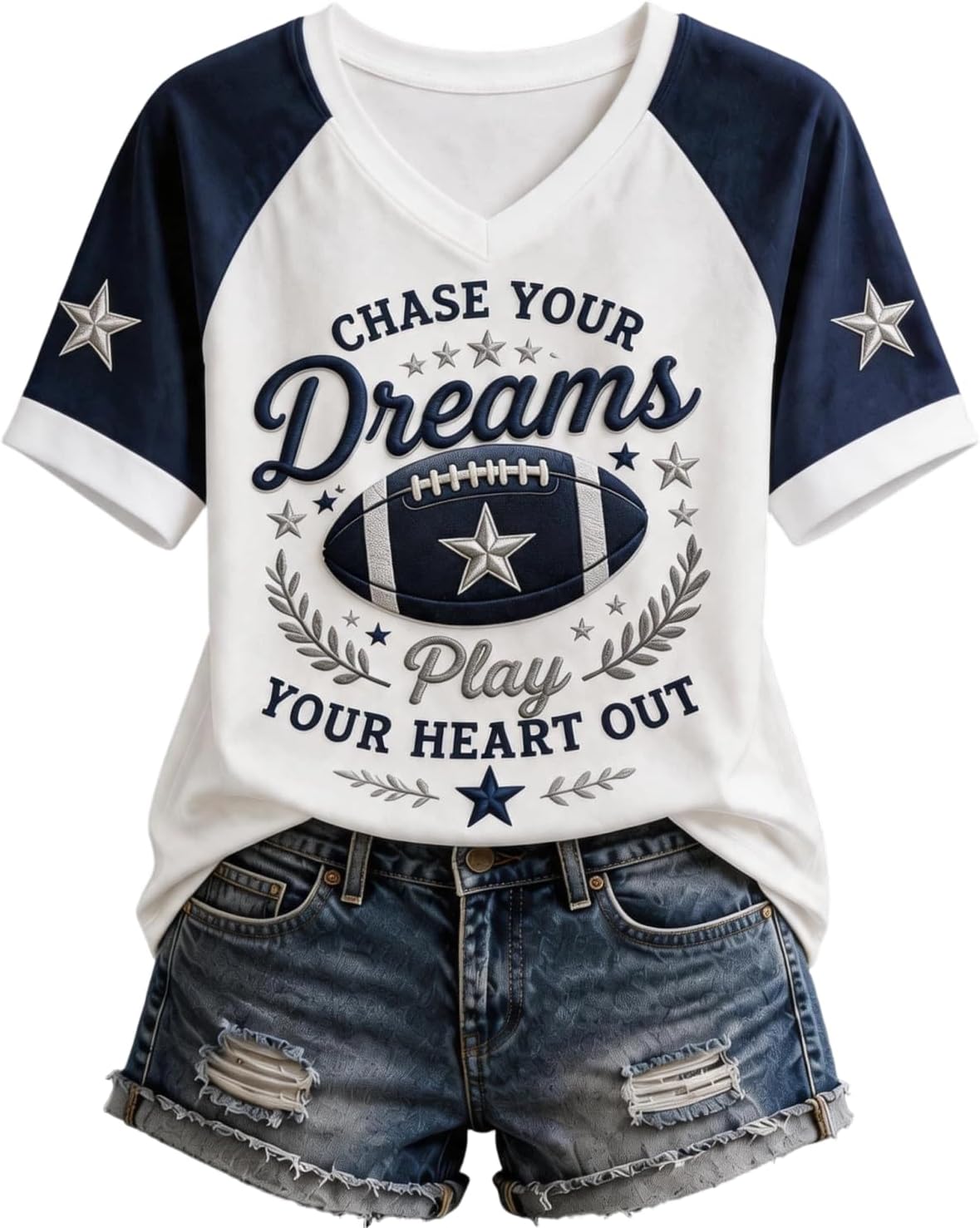 Football Shirts for Women Game Day Shirt V Neck Game Day Jersey