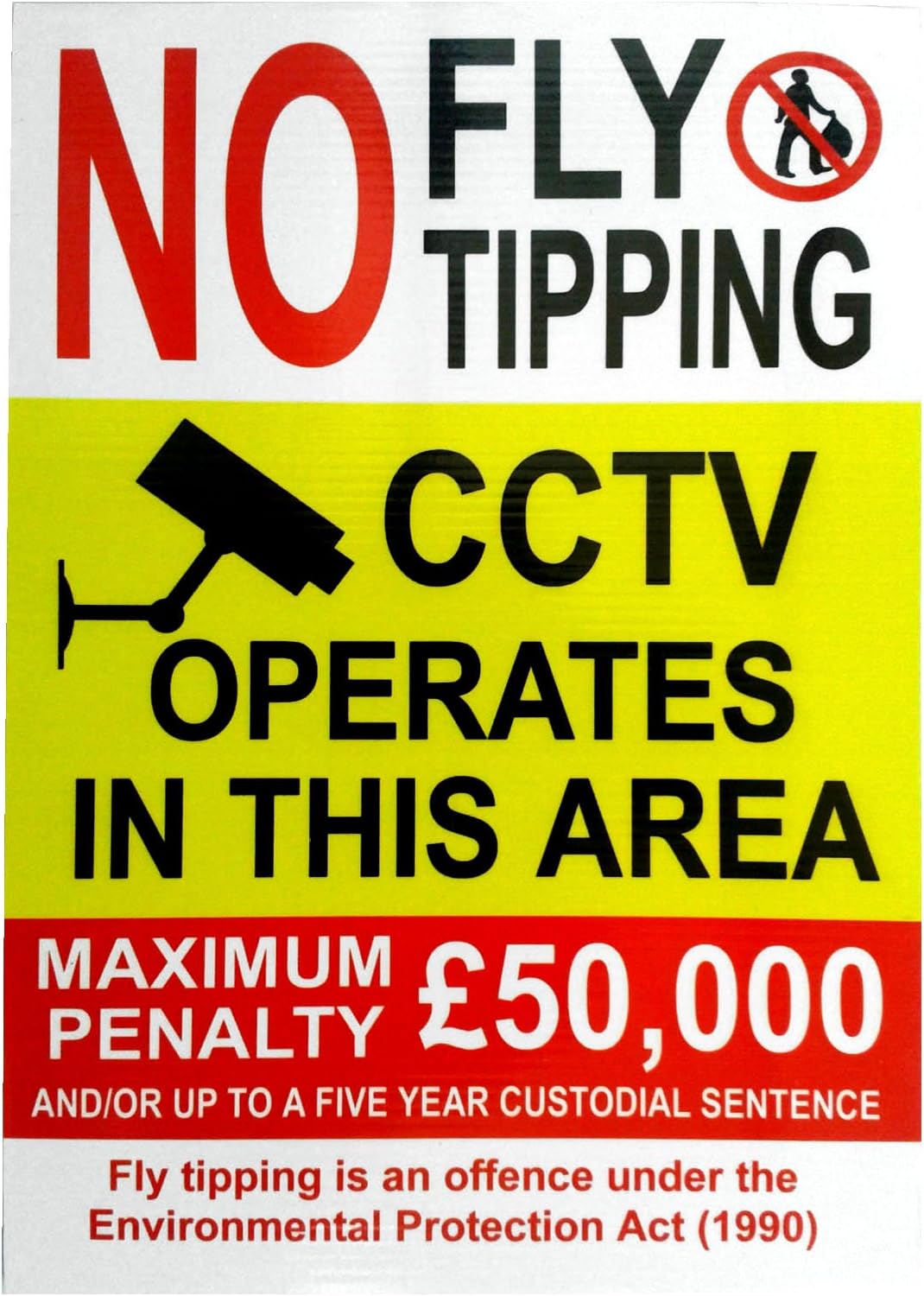 NO FLY TIPPING 5mm FOAMEX SIGN A3 WEATHERPROOF FADEPROOF (A3 420mmx297mm))