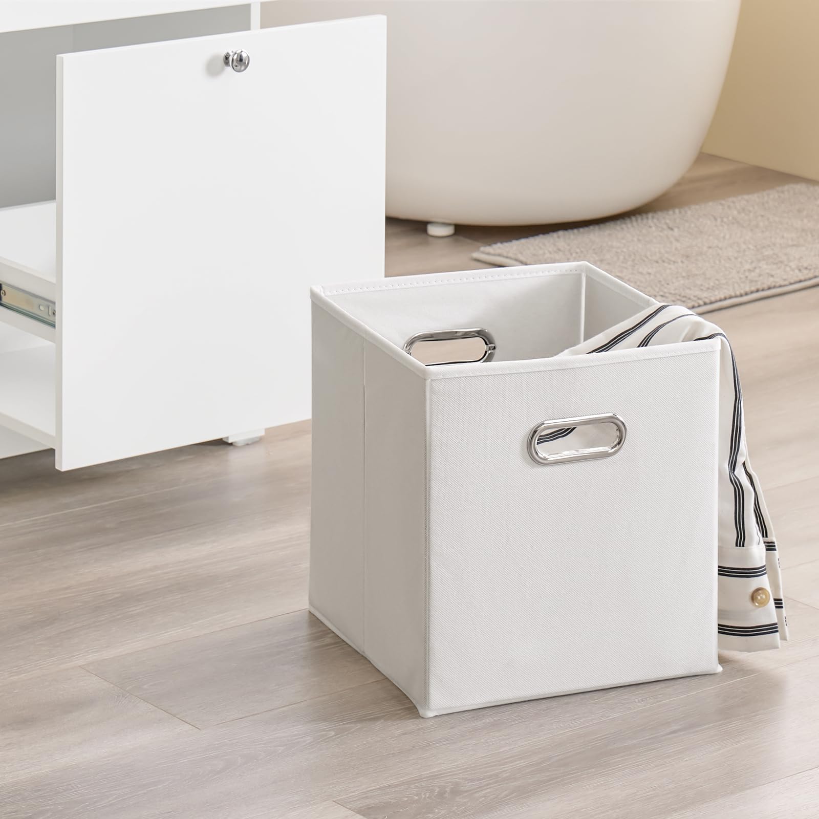 SoBuy Mueble Baño Estrecho con 3 Cesto para Ropa Sucia 78x38x90 cm | Mueble Baño Auxiliar, Armario Lavadero Cajonera Baño Blanca BZR213-W