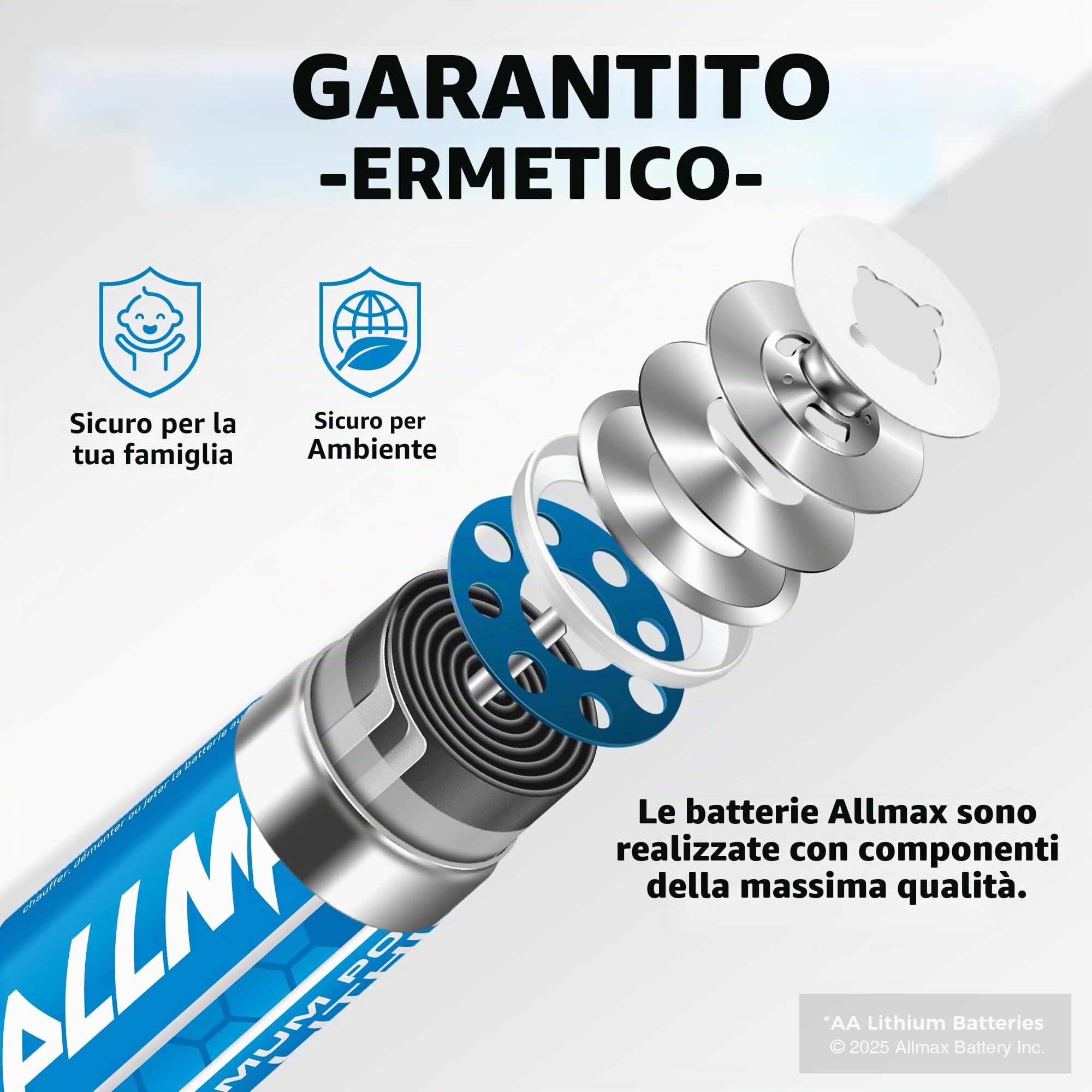 Batterie Allmax AA al litio Maximum Power (24 Pezzi) – Lunga durata, a prova di perdite, conservazione fino a 20 anni – Perfette per telecamere di sicurezza blink – 1.5V