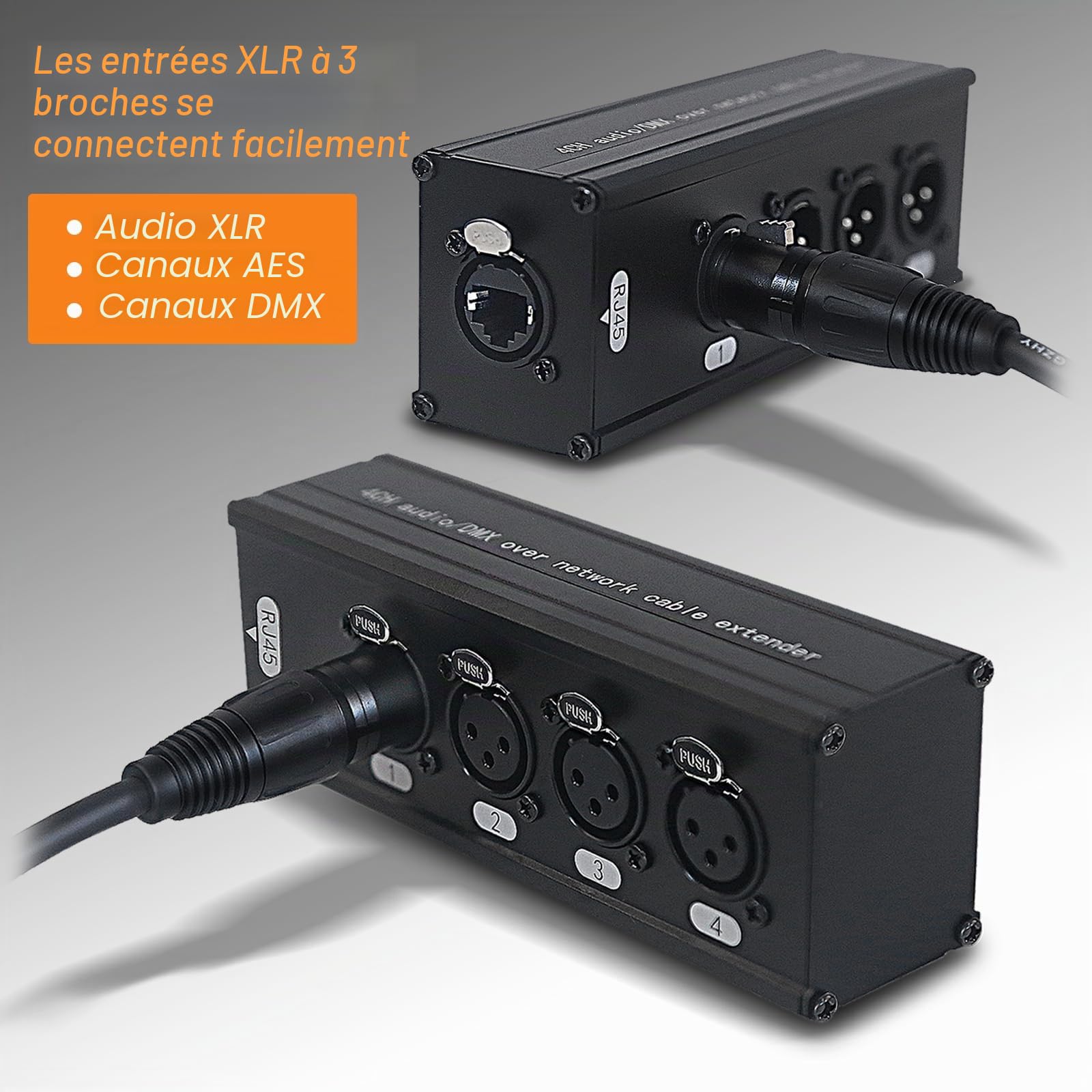 Multiréseau 4 canaux XLR mâle et femelle 3 broches Ethercon, câble DMX étendu réseau, rallonge Ethernet RJ45 Cat5/6 (1 paire: 4 mâles + 4 femelles)