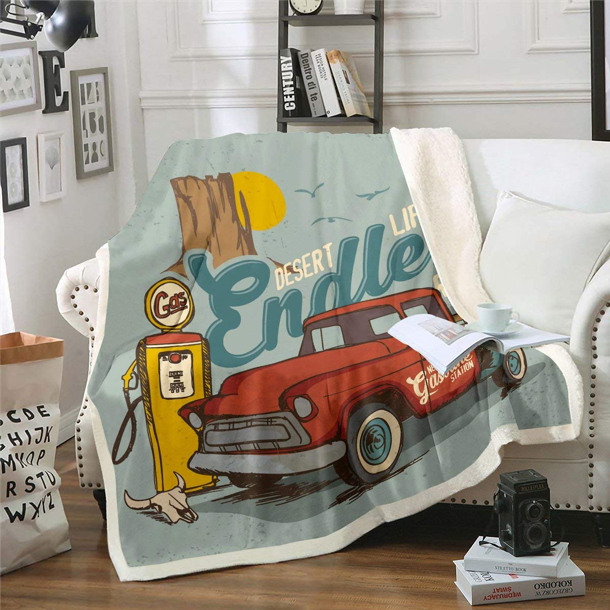 Coperta in pile Sherpa per auto da corsa, per bambini