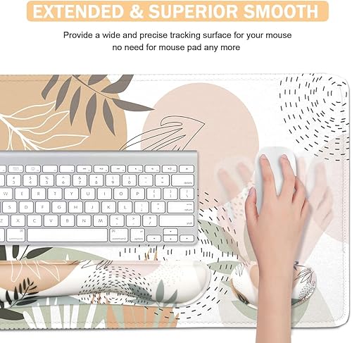 Miniatura 4 de Juego de alfombrillas de mouse para teclado, alfombrilla de mouse extendida + soporte para reposamuñecas para teclado, espuma viscoelástica,