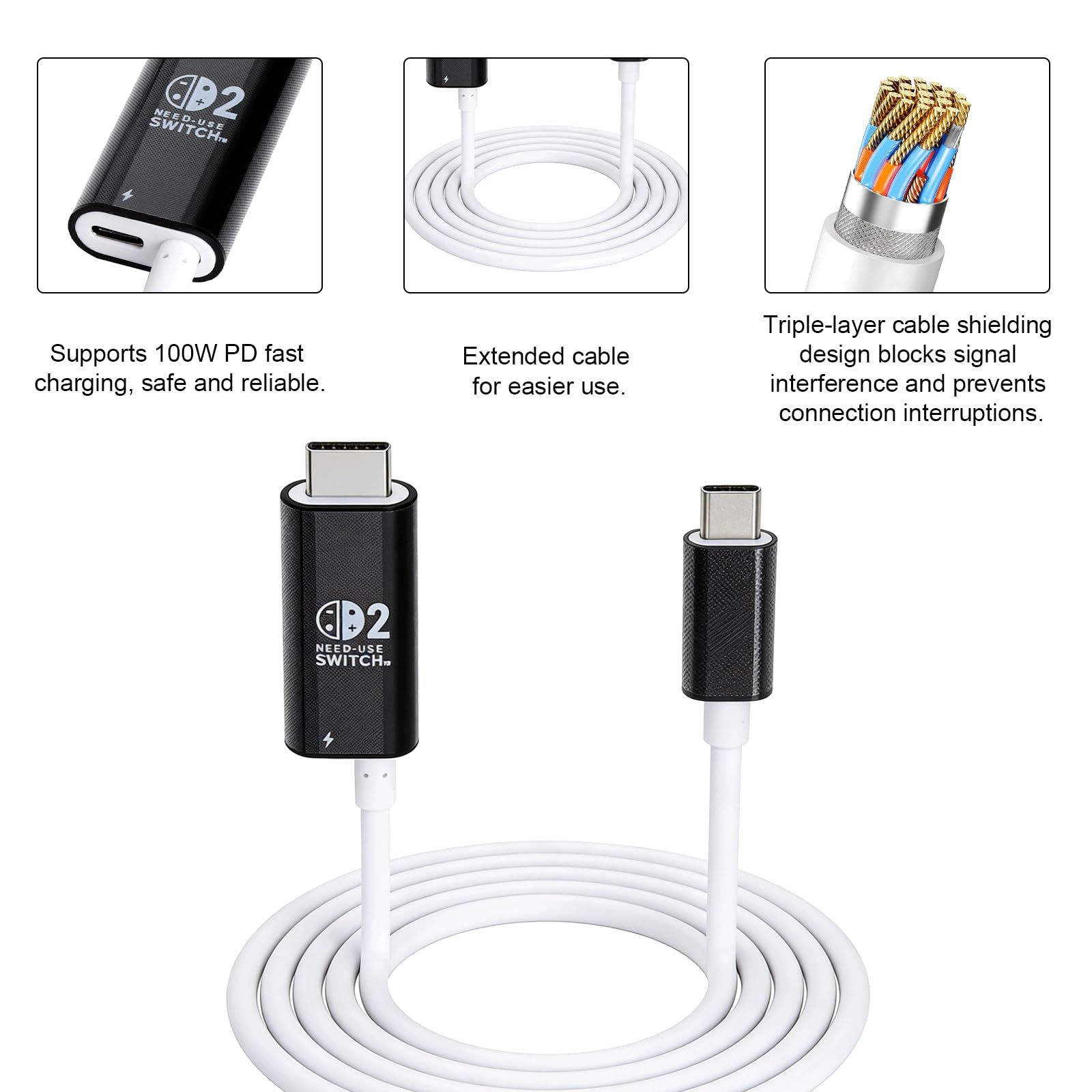 HENGBIRD Adattatore da USB C a HDMI, 2 m, 4 K a 60 Hz, 100 W, ricarica PD, docking station portatile di ricambio per switch 2/1/OLED, modalità TV plug & play per switch, iPhone, Steam Deck, MacBook
