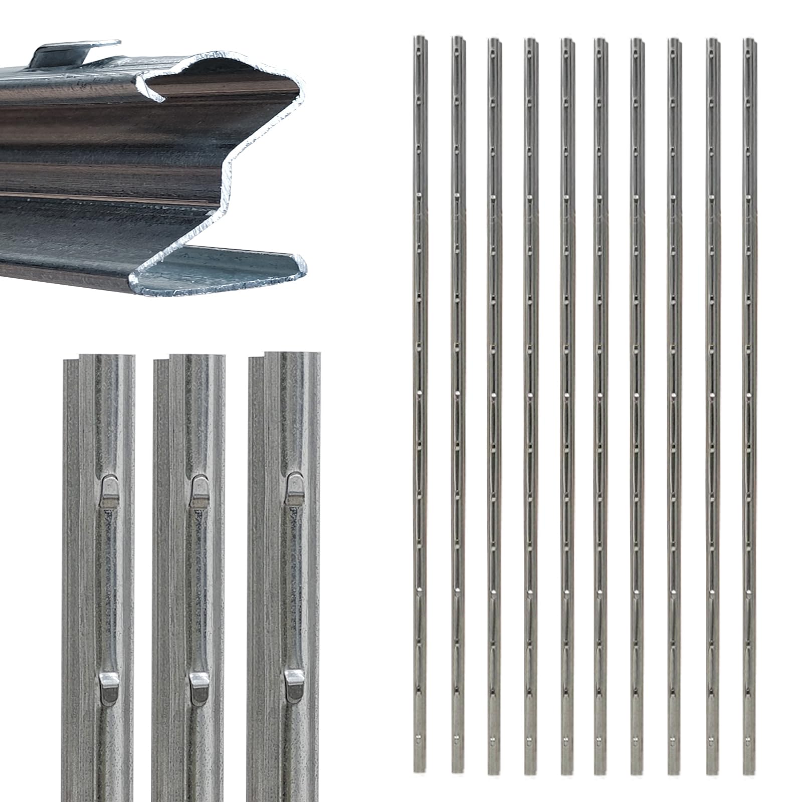 TRUTZHOLM 10x Z-Profil Zaunpfosten 250 cm feuerverzinkt Zaunpfähle 1,5 mm Stärke gestanzte Haken Forstprofil