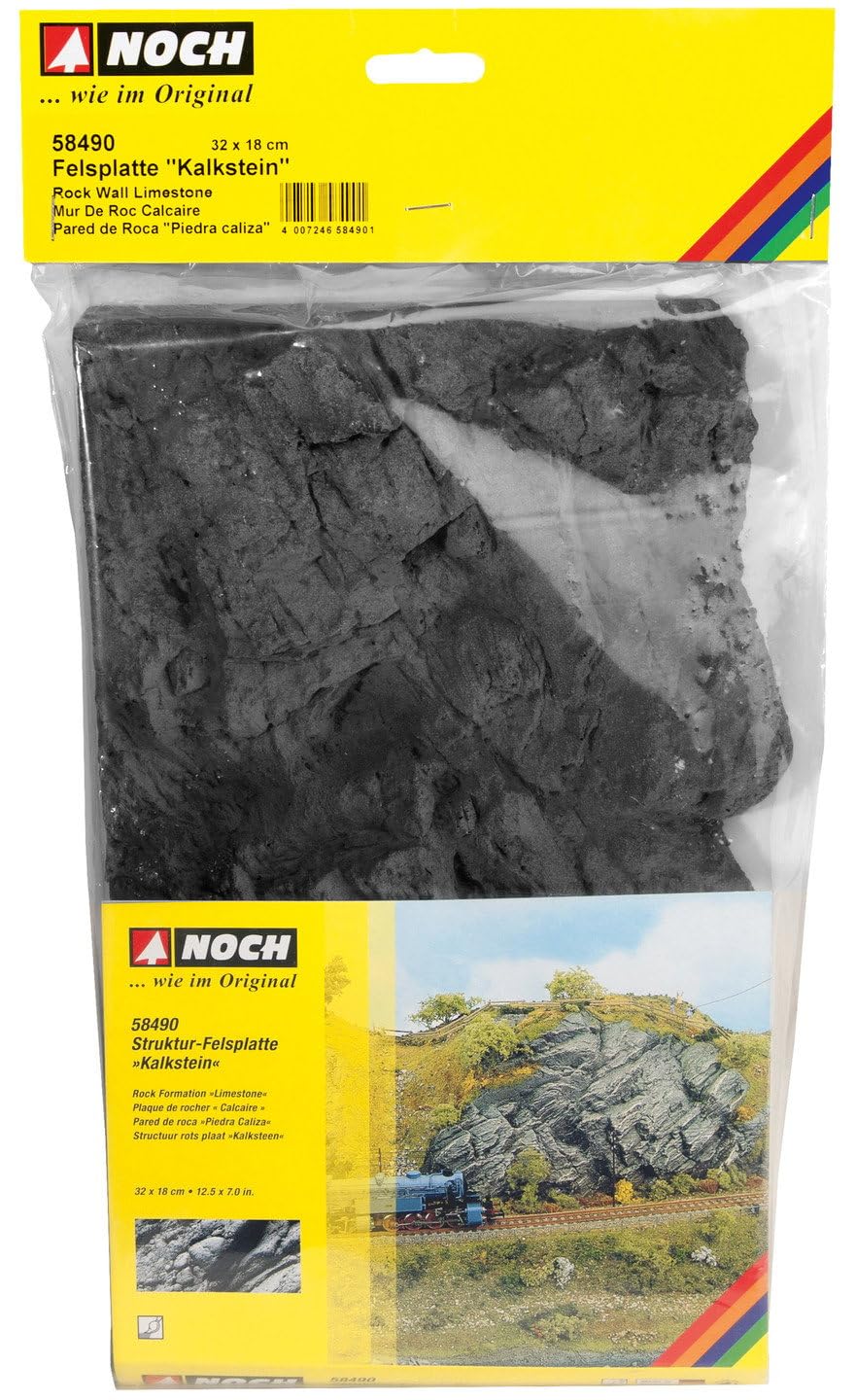 NOCH® Felsplatte „Kalkstein“, aus Struktur-Hartschaum, 32 x 18 cm ideal für Modelleisenbahn und Dioramen