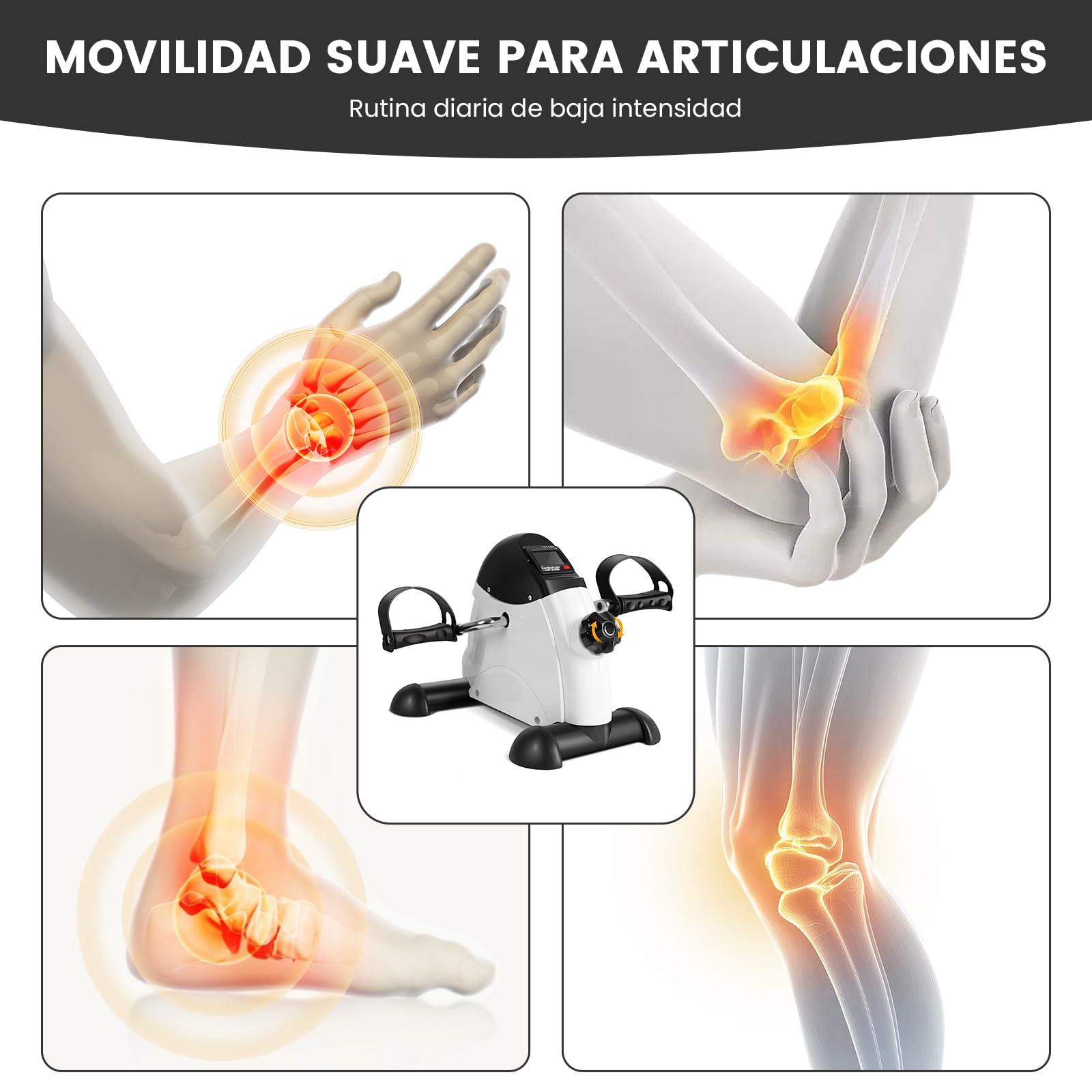 Pedales Estáticos Personas Mayores, Pedaleador para Ancianos y Mini Bicicleta Estática, Máquina de Pedalear Sentado para Entrenamiento en casa, Pantalla LCD — view 7