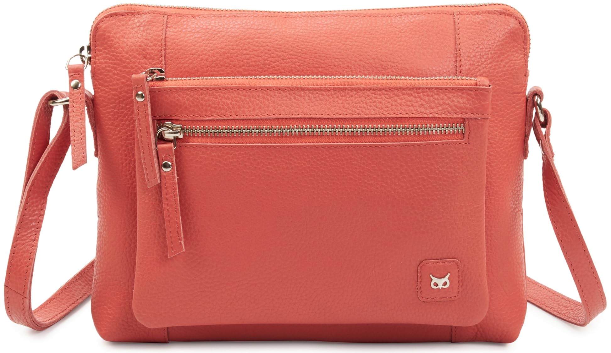 Leather Crossbody Bags for Women Small Soft Genuine Pebbled Sling Shoulder Handbag Crossover Purse with Full Adjustable Strap (Coral Nappa)