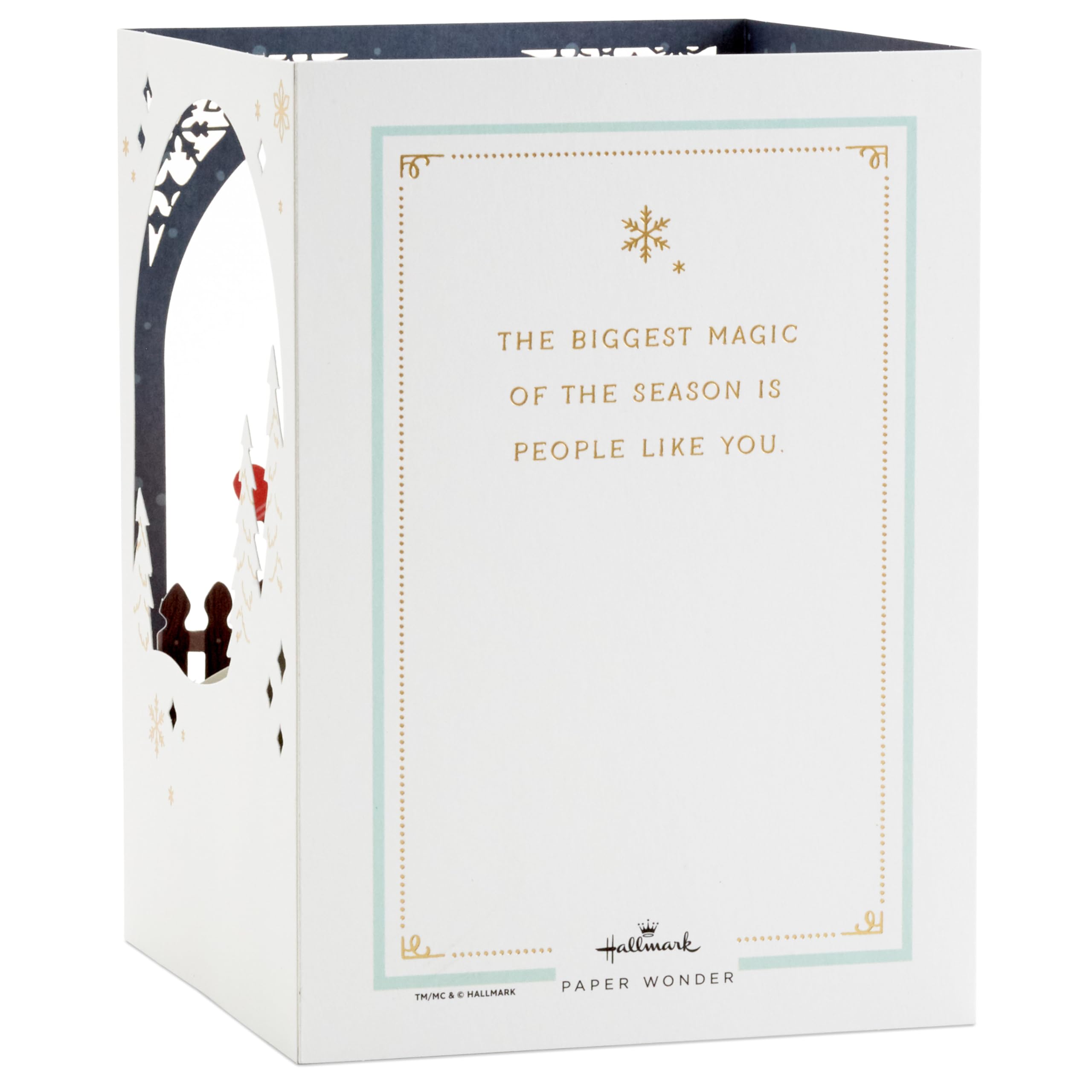 Hallmark Christmas Card, Snowman Design, 3D and Pop Up Card, Snow, White, Red, Multicoloured, H15.9cm x W11.4cm x D11.4cm - Image 4