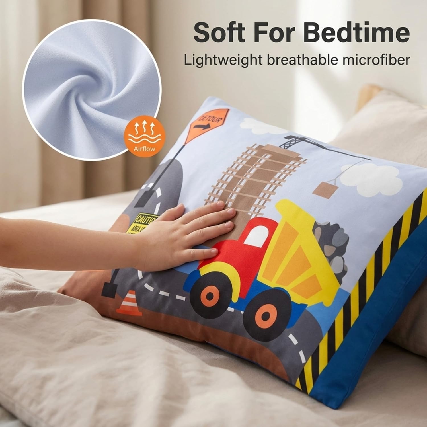 Juego de sábana bajera y funda de almohada para niños, de microfibra suave, transpirable e hipoalergénica