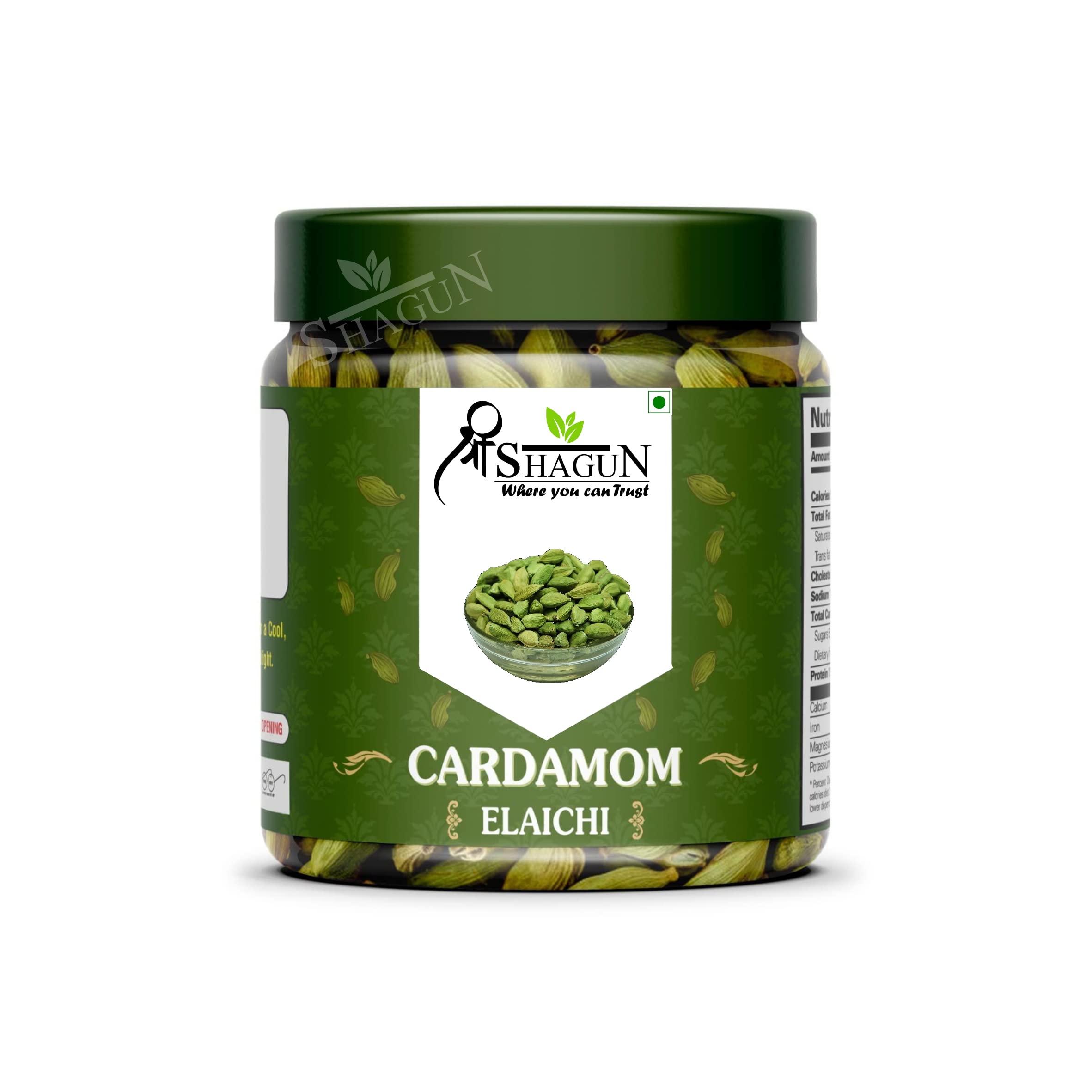 श्री SHAGUN Premium Cardamom - 400 gm food Grade Finest Spices Fill Your Pantry with Organic Hari Elaichi Jar Pack (Cardamom- 400 gm)