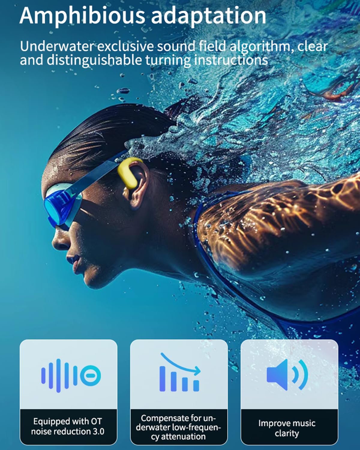 Cuffie a conduzione ossea, IPX8, impermeabili, per nuoto, con memoria da 8 GB, Bluetooth 5.4, cuffie sportive con microfono, wireless, per corsa, nuoto, ciclismo, allenamento (nero)