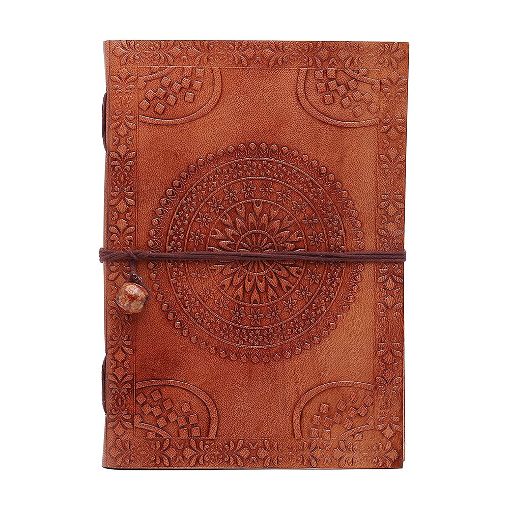 EleetHandmade Unlined Leather Journal for Men and Women- Vintage Handcrafted Large Notebook Diary for Writing (5" x 7", Calming Mandala)