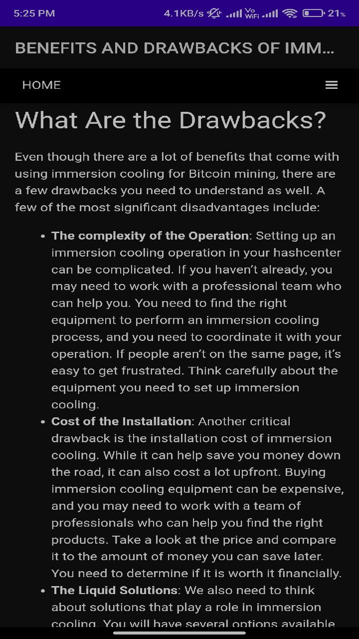 BENEFITS AND DRAWBACKS OF IMMERSION COOLING IN BITCOIN MINING - App on  Amazon Appstore