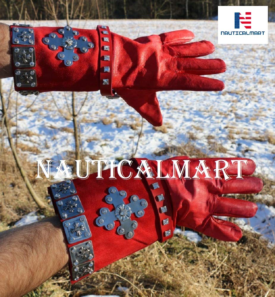 Nautical-Mart Renaissance Leather Guantlets Knight Reenactment Reenactors Stage Props Historical Accessories