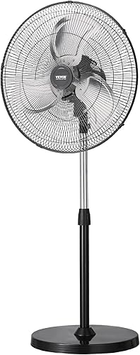 Miniatura 11 de VEVOR Ventilador de pedestal industrial, ventilador oscilante de 18 pulgadas y 90 grados, ventiladores de pie ajustables en altura con 3 velocidades