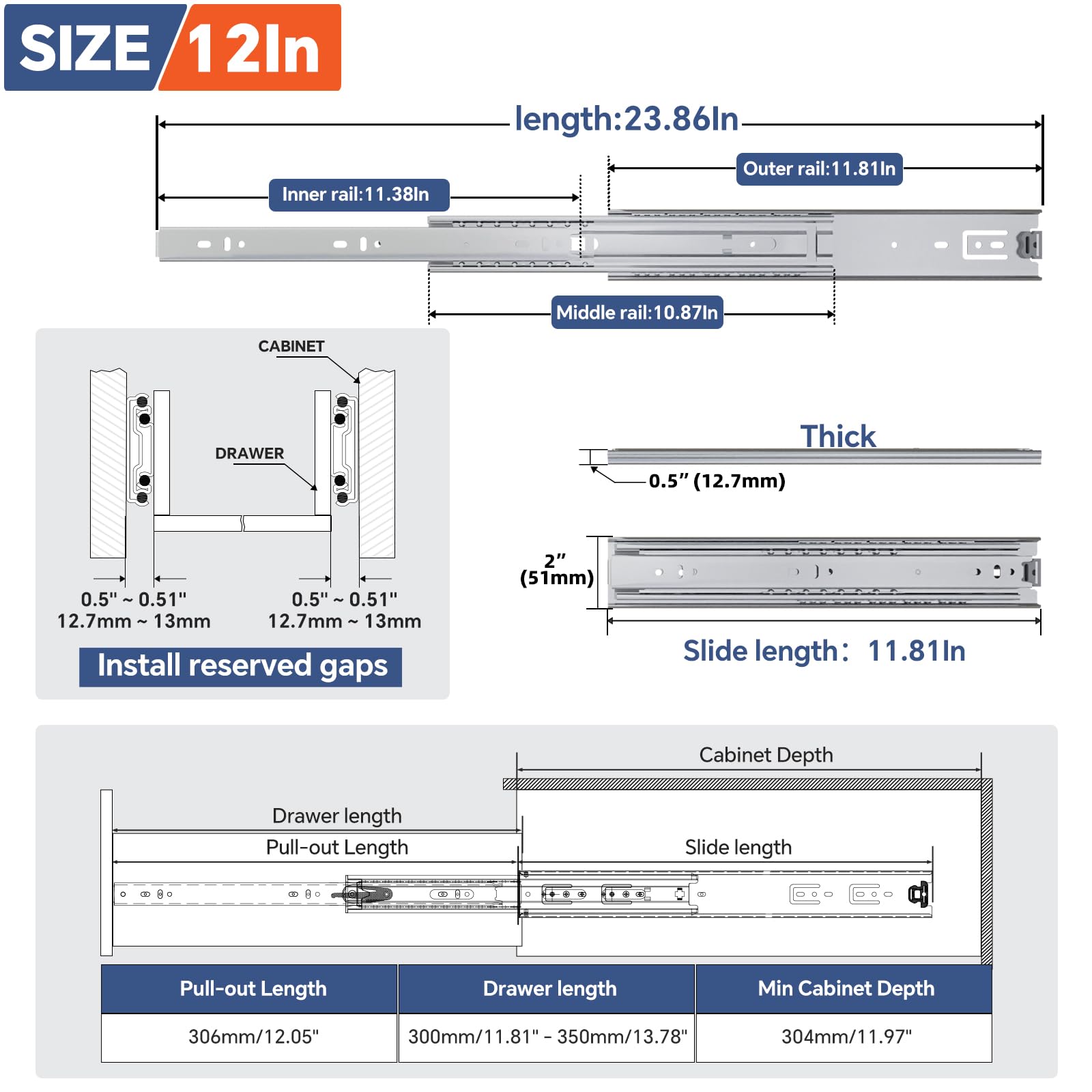 Heavy Duty Drawer Slides - 150lb Capacity -2 Heavy Duty Drawer Slides - 150lb Capacity -2