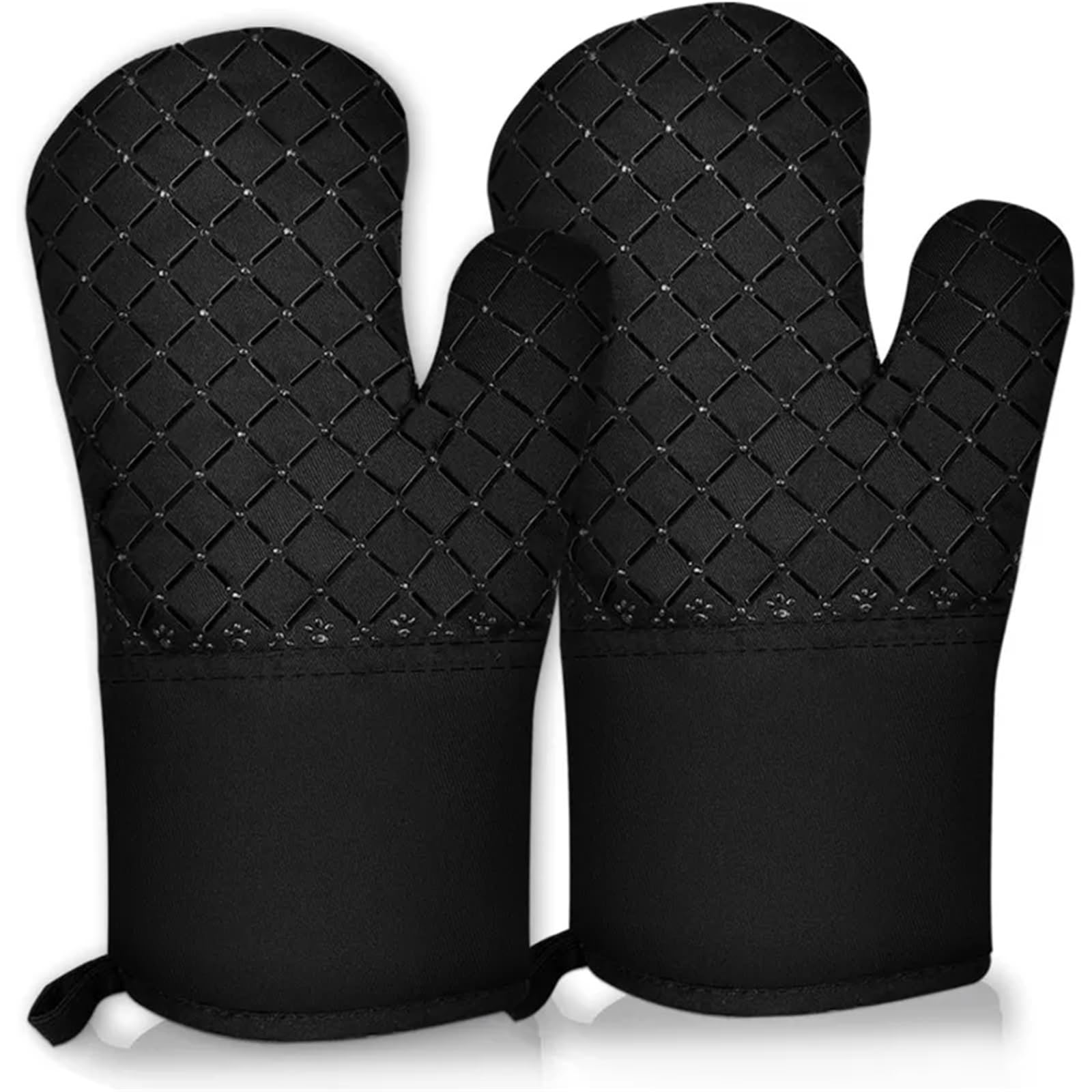 Ofenhandschuhe 2 Stück Handschuhe for die Küche, hitzebeständige, weiches Baumwollfutter, rutschfeste Ofenhandschuhe mit Silikonstreifen