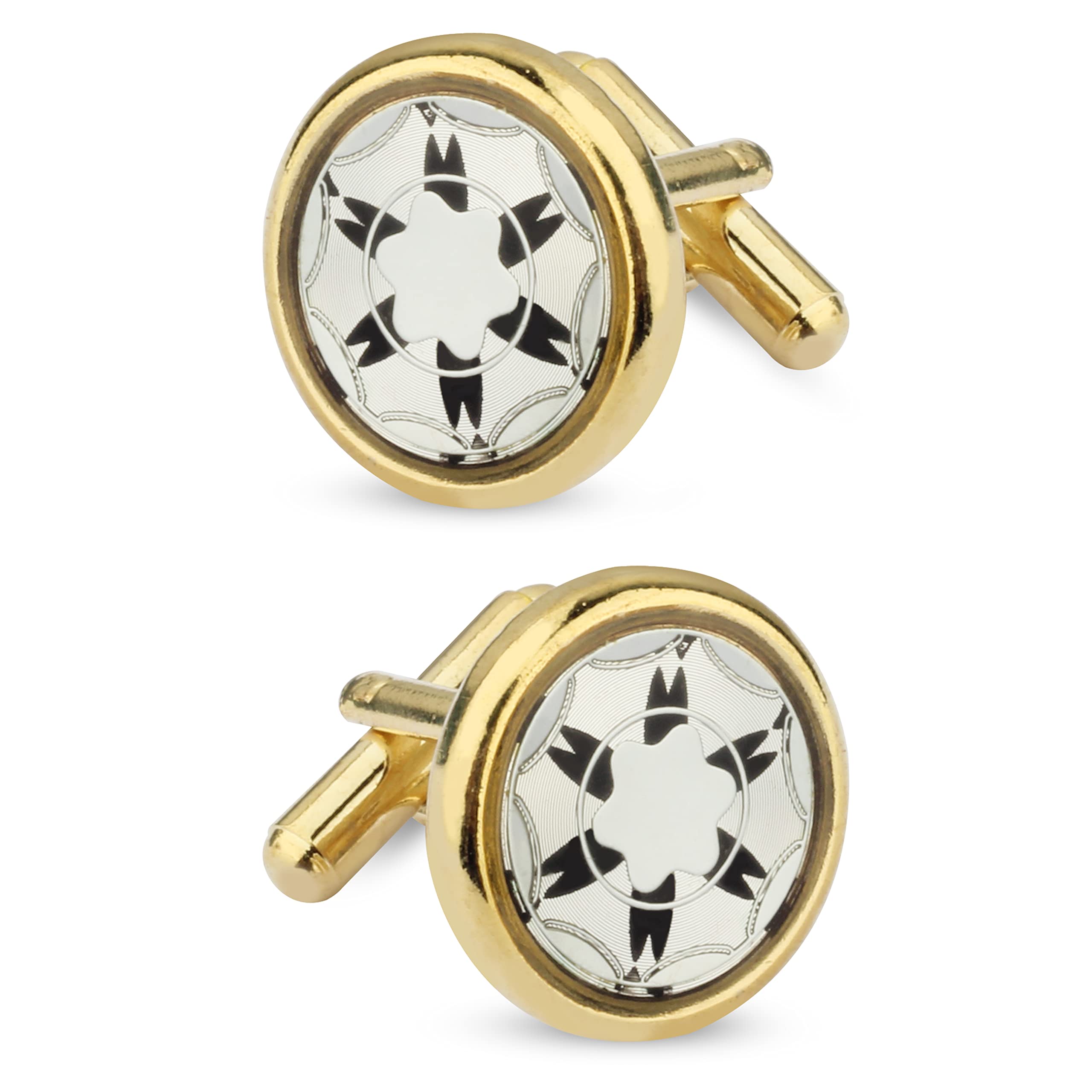 Panjatan Black Stary Design Golden Coloured Cufflinks for Men. (B0CC2JGG8G) Amazon Price History, Amazon Price Tracker