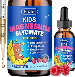 Magnesium Drops for Kids - with L-Theanine Omega-3, Vitamin B6, D3, Zinc - Kids Magnesium Glycinate Liquid for Sleep, Relaxation, Calm & Focus - 2 Fl Oz Raspberry Flavor