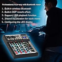 Vista 7 de Depusheng HT4 Bluetooth compatible con Bluetooth - Consola digital profesional para DJ con mezclador USB de 4 canales, tableros de mezcla