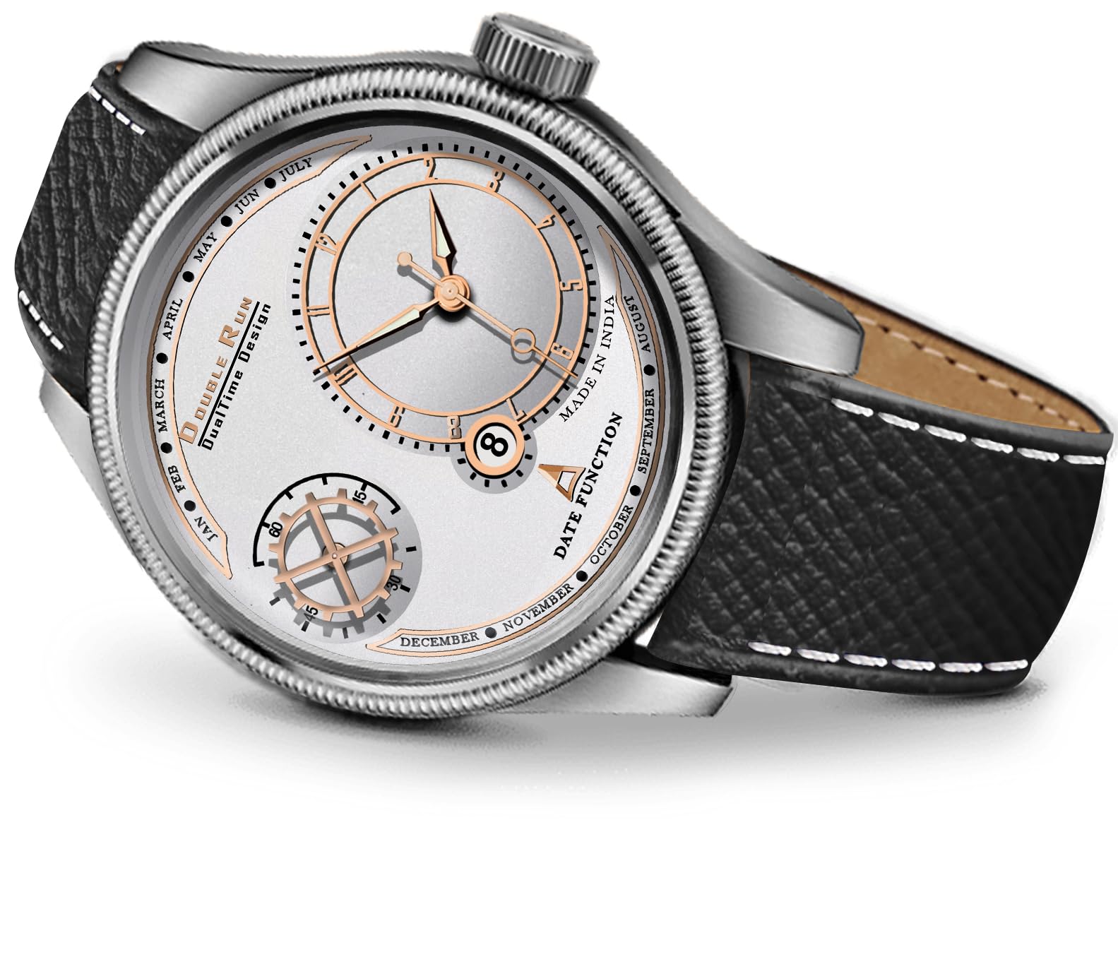 DOUBLERUN Chronograph and Date Display White Dial Leather Strap Analog Wrist Watch for Men (B0CJFRNF8Q) Amazon Price History, Amazon Price Tracker
